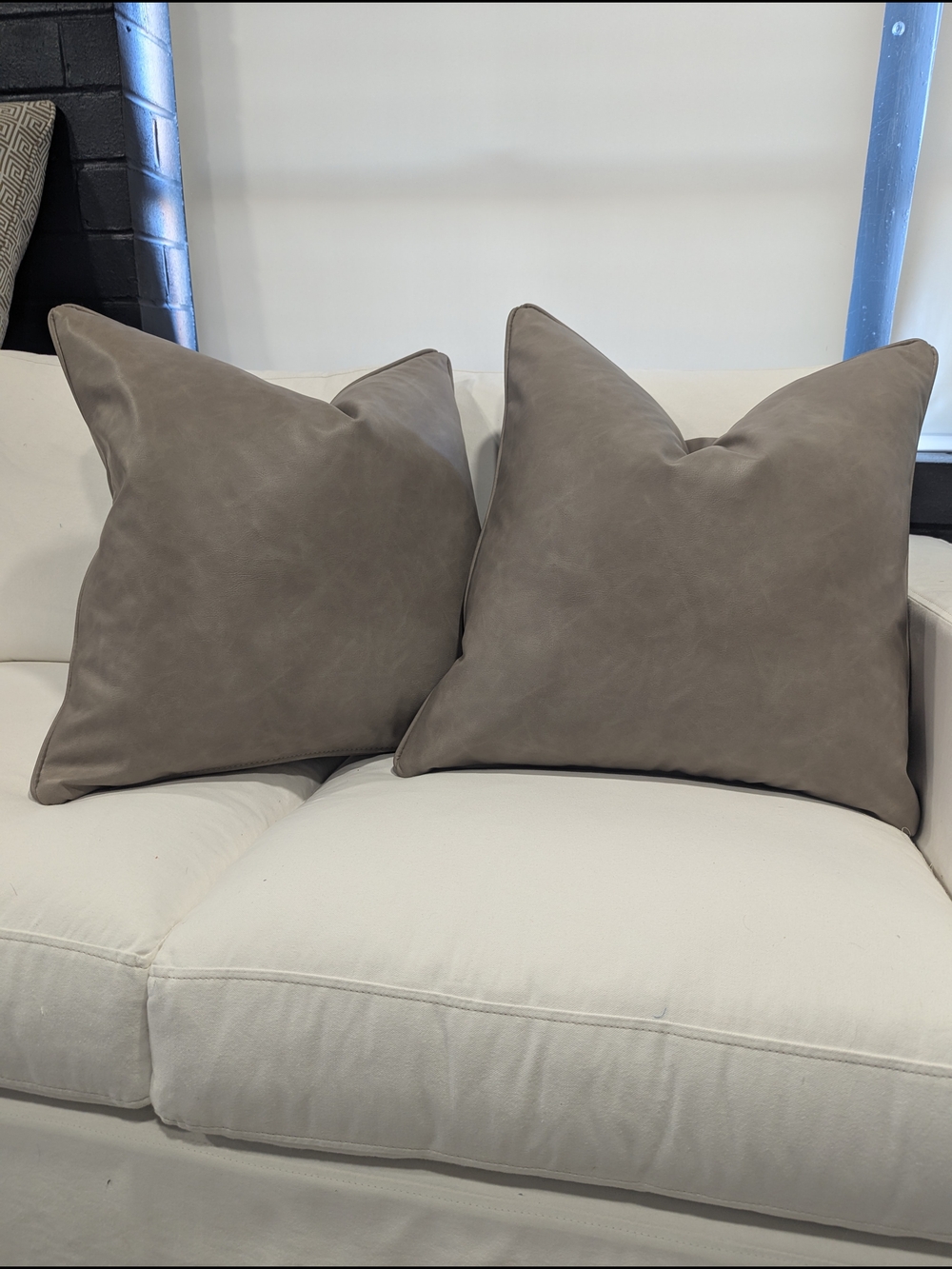 Taupe Decorative Vinyl Throw Pillow Pair - Home Accents